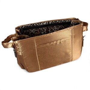 Luxury Satin Copper Purse Organizer with Animal print Interior | Tote Insert